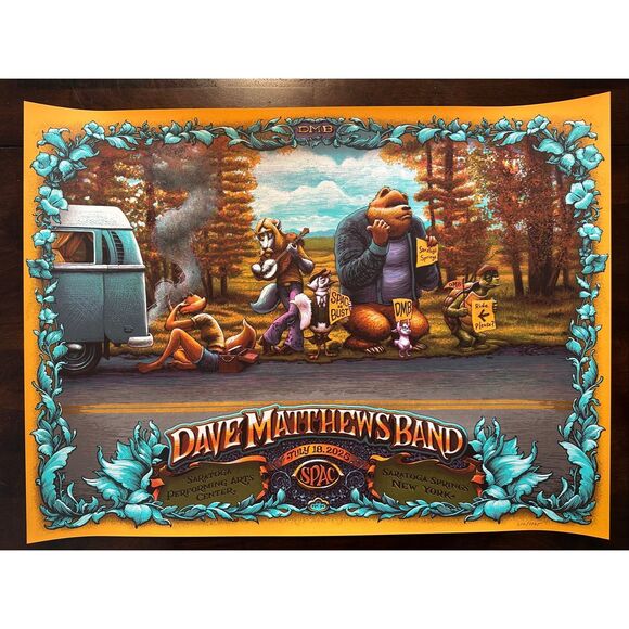 Dave Matthews Band SPAC N1 Hitchhiking Animals Poster 7/18/25 Winters NEW - Picture 1 of 5
